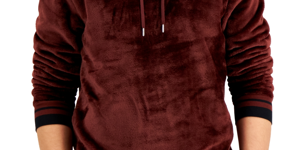 INC International Concepts Men's Regular Fit Ribbed Velour Hoodie Brown Size X-Large