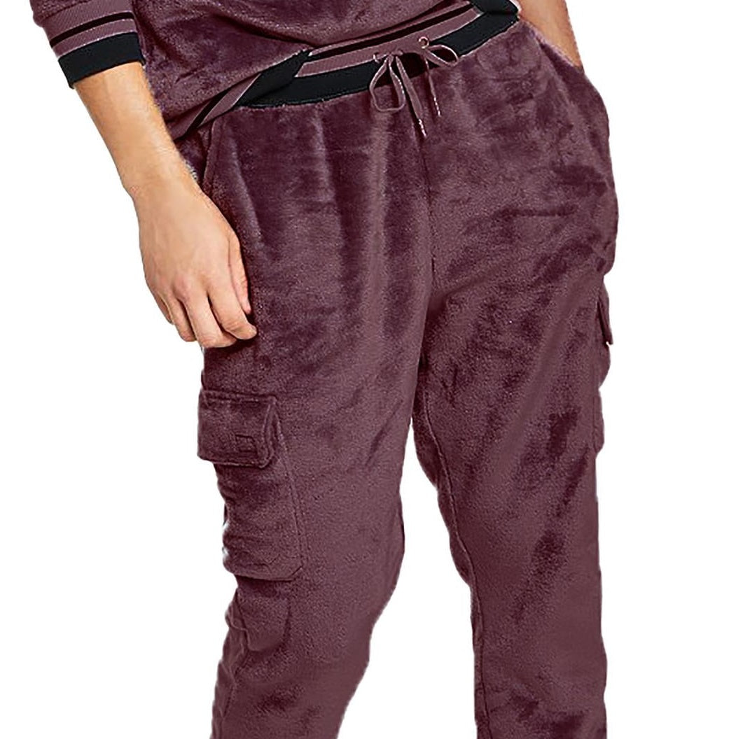 INC International Concepts Men's Regular Fit Ribbed Velour Cargo Joggers Purple Size XX-Large