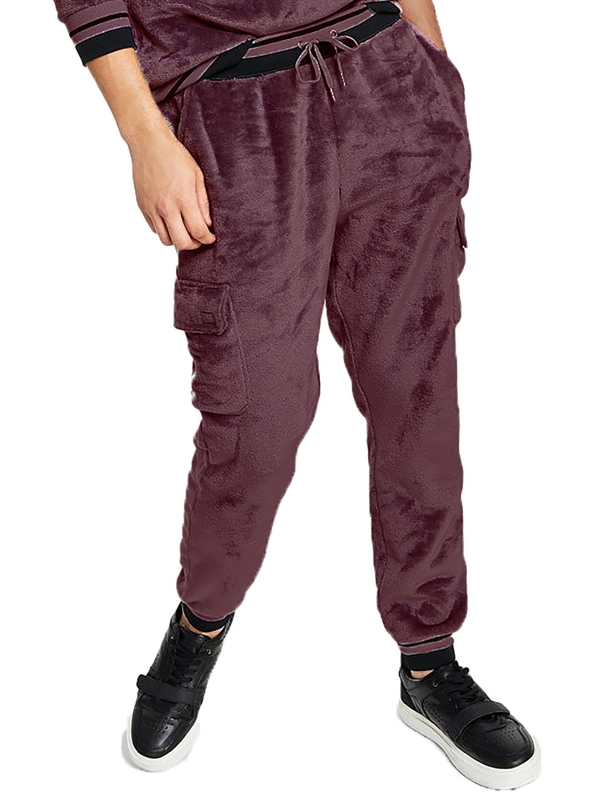 INC International Concepts Men's Regular Fit Ribbed Velour Cargo Joggers Purple Size XX-Large