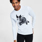INC International Concepts Men's Devon Classic Fit Floral Skull Graphic Long Sleeve T Shirt White Size Large