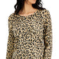 JM Collection Women's Animal Print Sweater Brown Size Petite X-Large