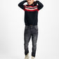 INC International Concepts Men's Cashmere Geo Stripe Hoodie Black Size Large
