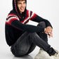 INC International Concepts Men's Cashmere Geo Stripe Hoodie Black Size Large