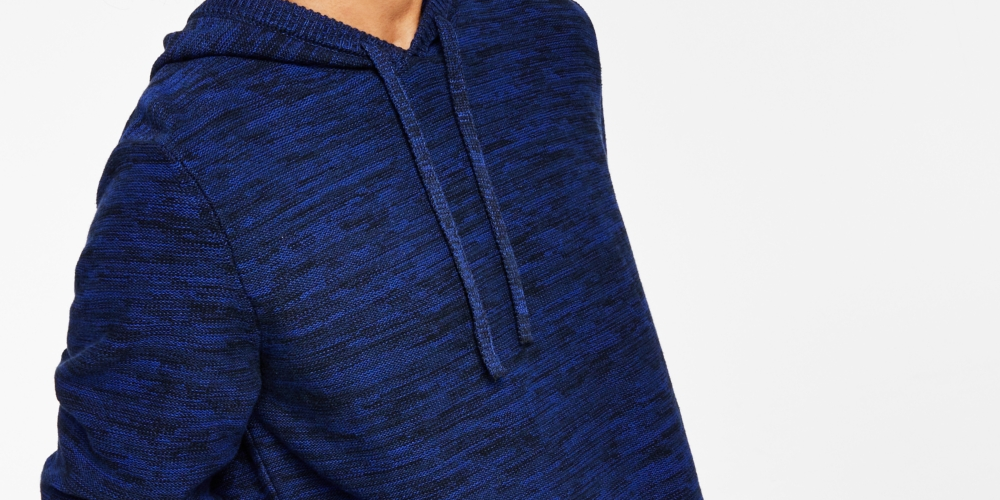 Sun + Stone Men's Solid Marled Hooded Sweater Blue Size Small