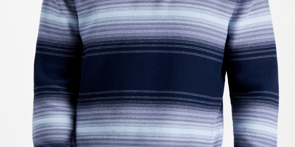 Sun + Stone Men's Deacon Horizontal Striped Shawl Sweater Blue Size Medium