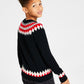 Charter Club Big Boy's Fair Isle Mock Neck Holiday Sweater Black Size Medium