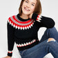 Charter Club Big Girl's Fair Isle Mock Neck Holiday Sweater Black Size Large