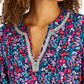 Charter Club Women's Garden Print Linen Tunic Blue Size X-Large
