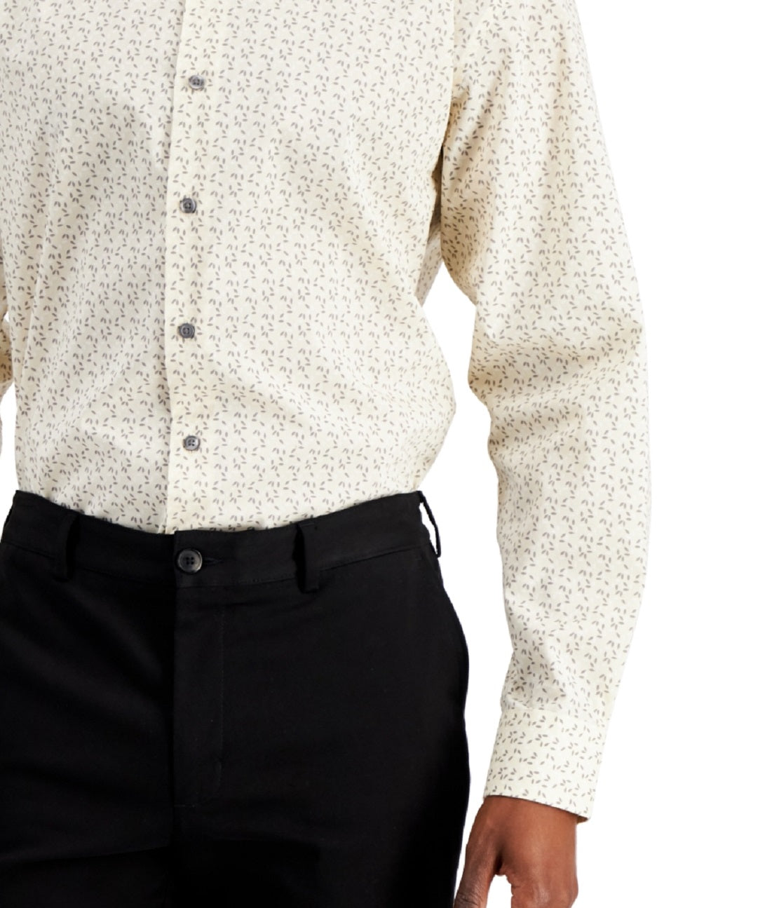 Alfani Men's Regular Fit Traveler Stretch Geo Print Dress Shirt Brown Size 32X33