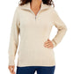 Karen Scott Women's Cotton Marl Zip Sweater Brown Size Medium