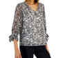 Charter Club Women's Paisley Print Lace Top Black Size Medium