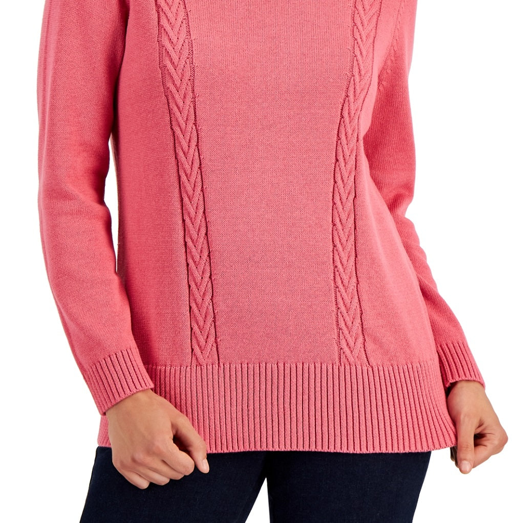 Karen Scott Women's Cotton Cable Knit Sweater Pink Size X-Large