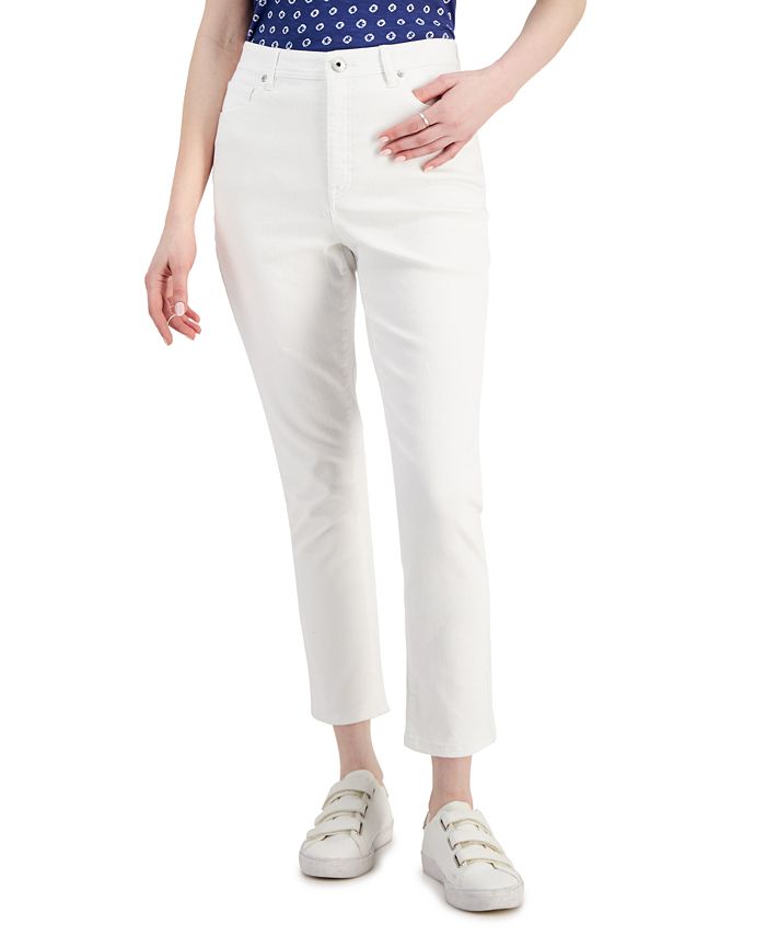 Style & Co Women's High Rise Slim Leg Ankle Jeans White Size 8