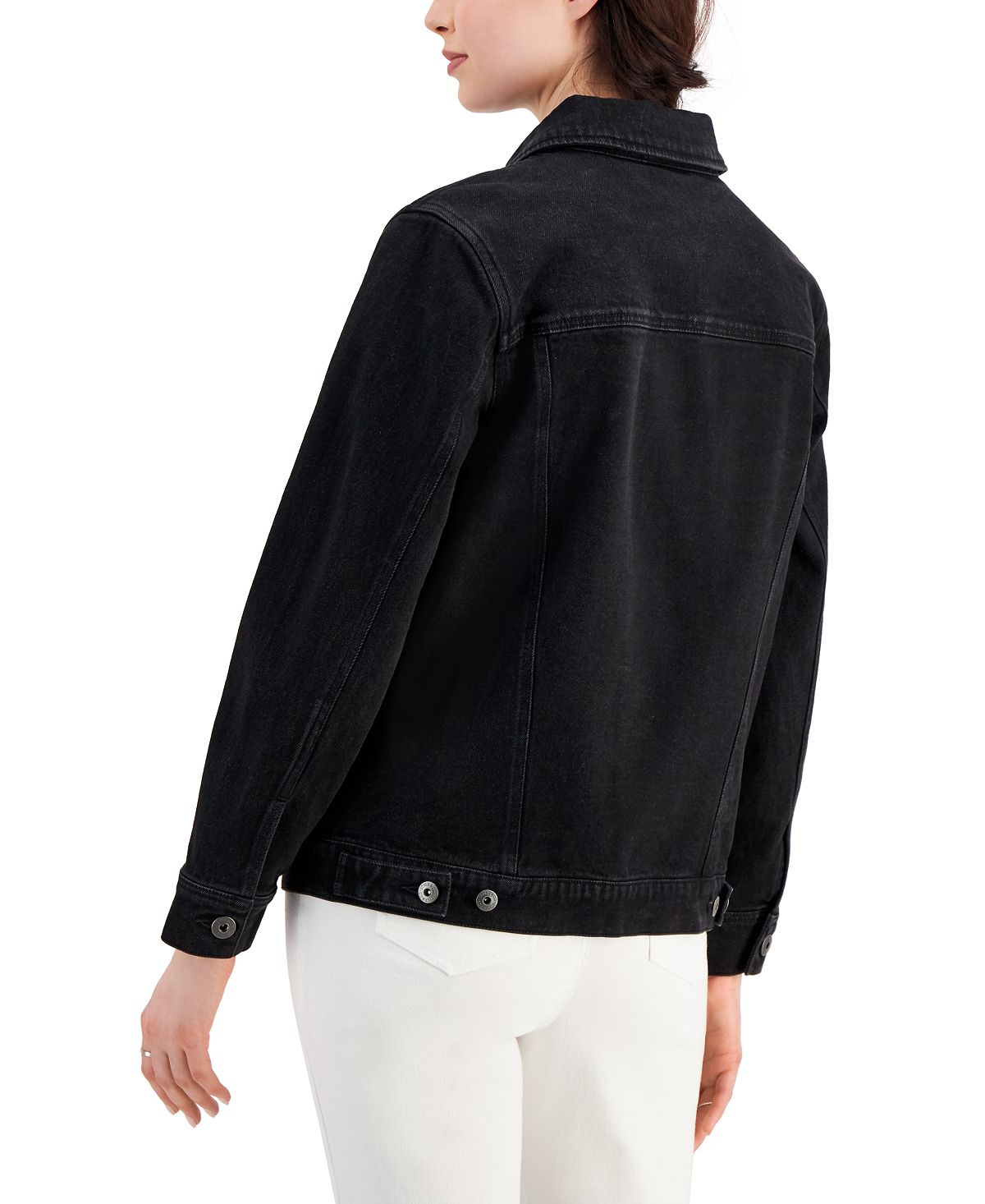 Style & Co Women's Denim Trucker Jacket Black Size Large