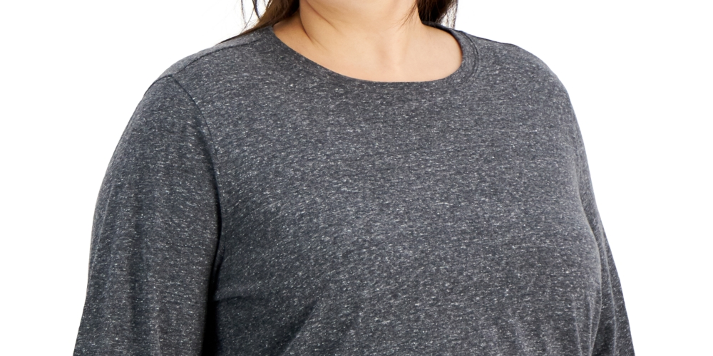 ID Ideology Women's Retro Recycled Long Sleeve Top Gray Size 1X