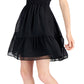 INC International Concepts Women's Clip Dot Tiered Halter Mini Dress Black Size Small