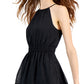 INC International Concepts Women's Clip Dot Tiered Halter Mini Dress Black Size Medium