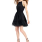 INC International Concepts Women's Clip Dot Tiered Halter Mini Dress Black Size Large