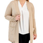 JM Collection Women's Button Sleeve Lurex Cardigan Yellow Size 3X