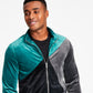 INC International Concepts Men's Regular Fit Pieced Colorblocked Velour Jacket Green Size Small
