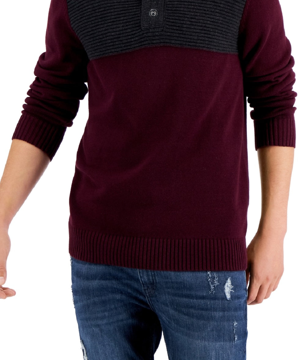 INC International Concepts Men's Colorblocked Mock Neck Sweater Red Size Medium