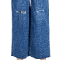INC International Concepts Women's Animal Print Destructed Wide Leg Jeans Blue Size 4
