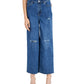 INC International Concepts Women's Animal Print Destructed Wide Leg Jeans Blue Size 4