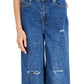 INC International Concepts Women's Animal Print Destructed Wide Leg Jeans Blue Size 6