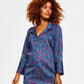 Charter Club Women's Button Up Tunic Blue Size X-Small