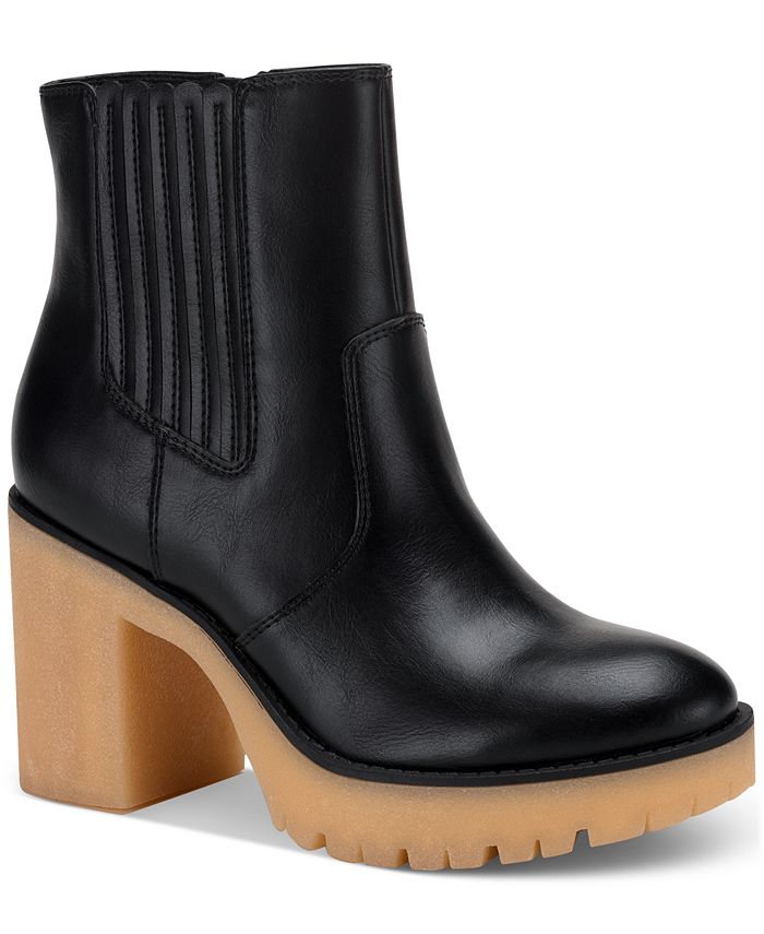 Sun + Stone Women's Lennii Lug Sole Booties Black Size 8 M