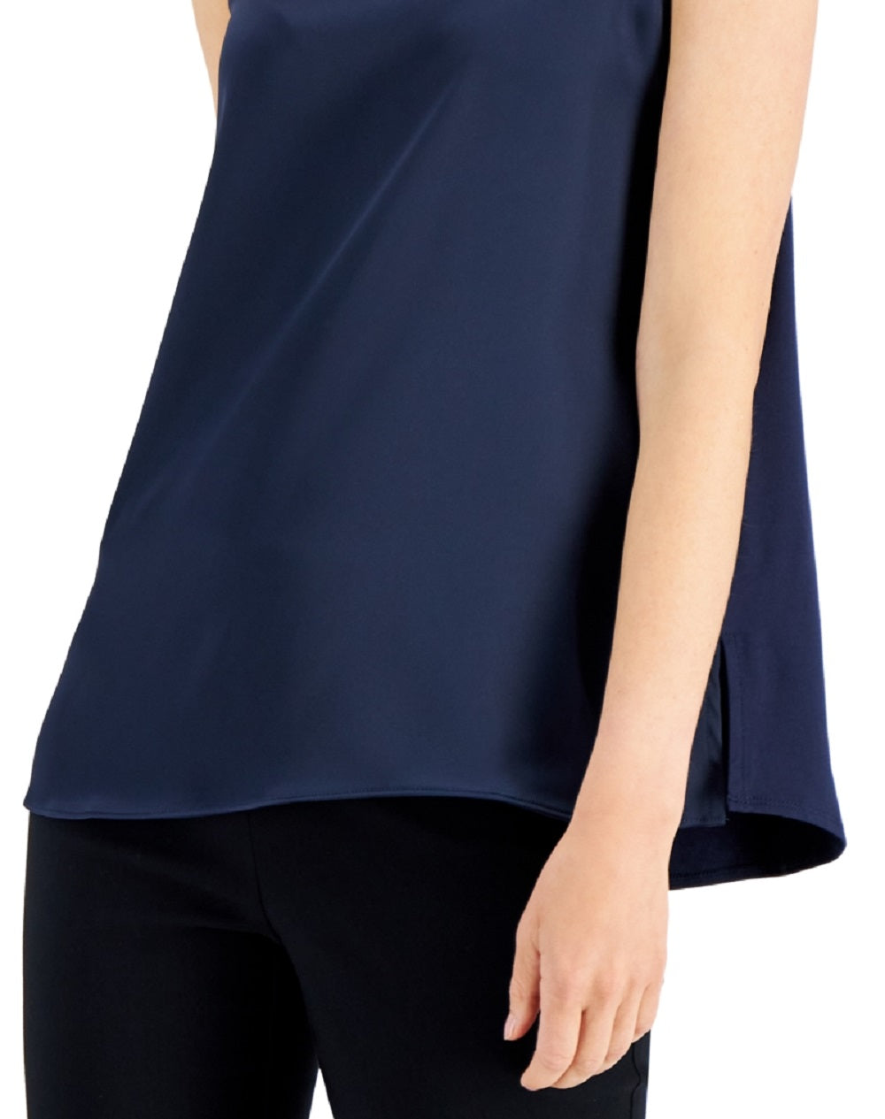Alfani Women's Satin Front Sleeveless Tank Top Blue Size X-Large