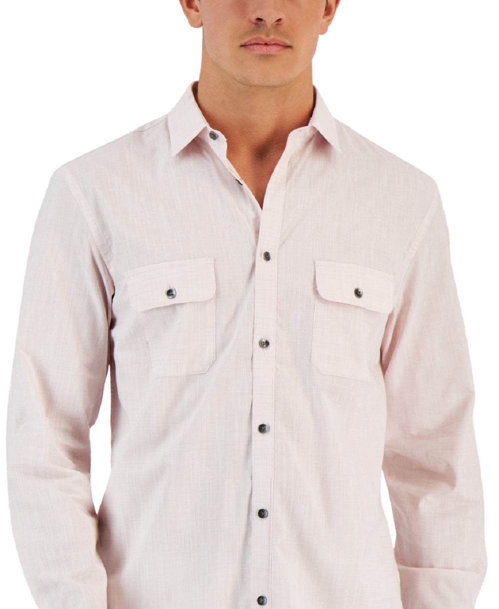 Alfani Men's Regular Fit Solid Shirt Pink Size Small