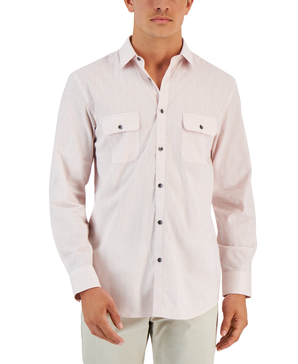 Alfani Men's Regular Fit Solid Shirt Pink Size Small