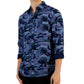 Alfani Men's Camo Print Button Front Long-Sleeve Pocket Shirt Blue Size Medium