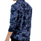 Alfani Men's Camo Print Button Front Long-Sleeve Pocket Shirt Blue Size Medium