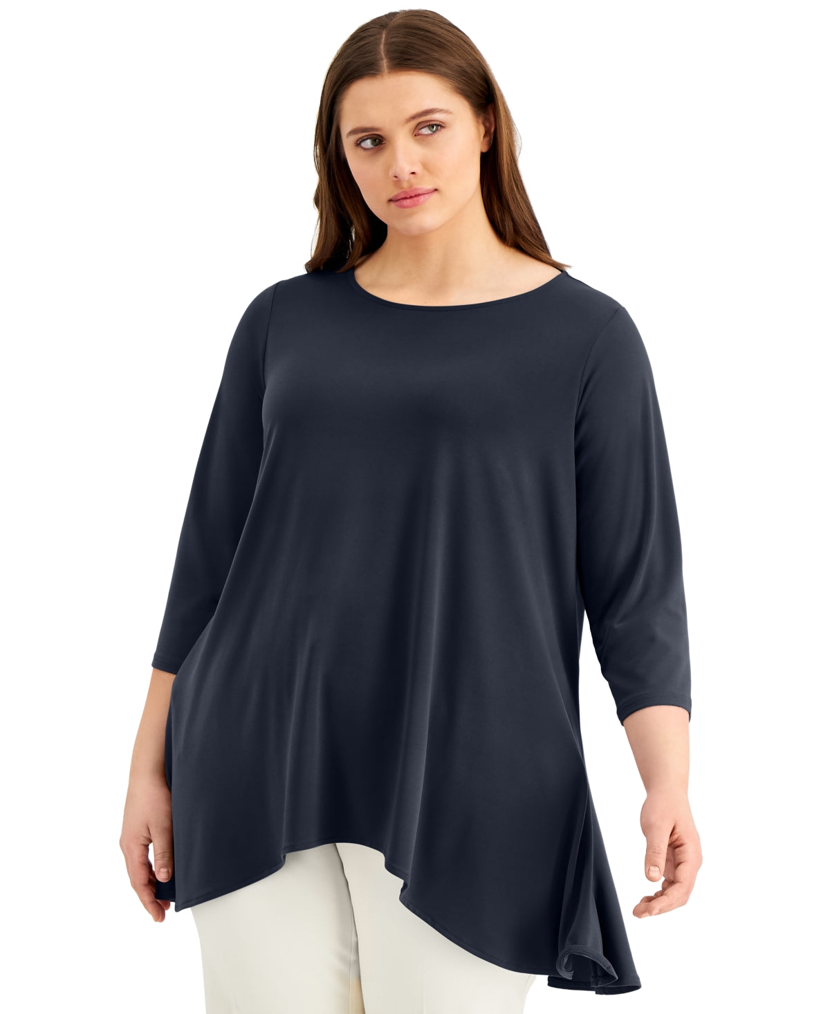Alfani Women's Solid Swing Top Blue Size 2X