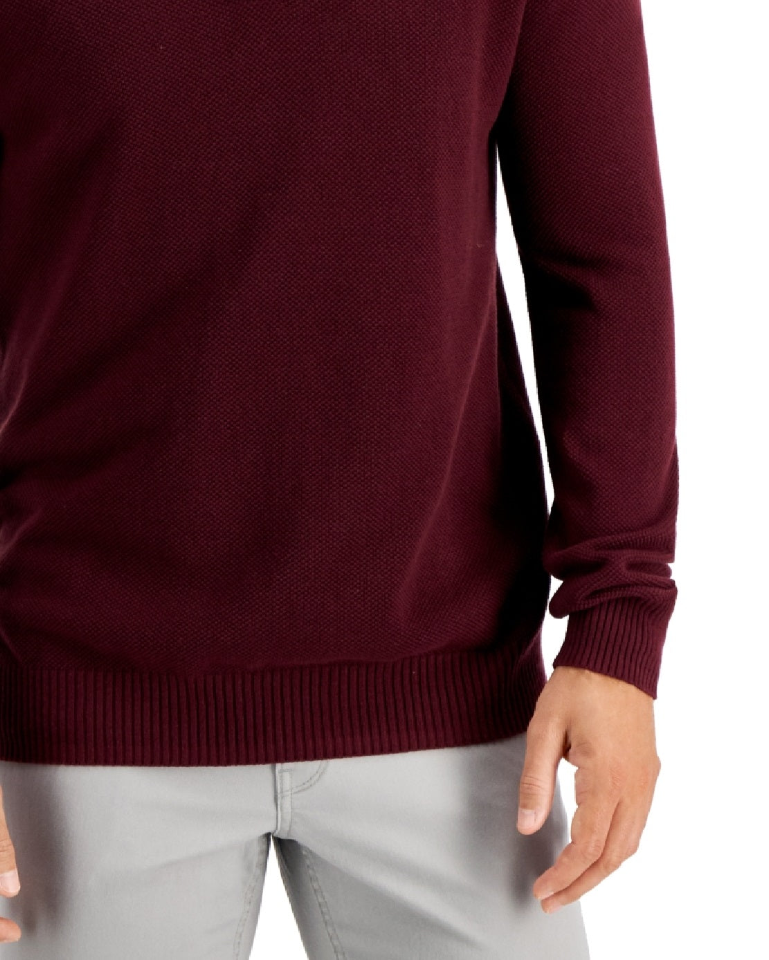 Club Room Men's Quarter Zip Textured Cotton Sweater Red Size Large