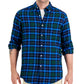 Club Room Men's Regular Fit Plaid Flannel Shirt Blue Size Large