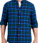 Club Room Men's Regula Fit Plaid Flannel Shirt Blue Size XX-Large