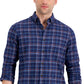 Club Room Men's Regular Fit Brushed Plaid Shirt Blue Size XX-Large