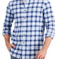 Club Room Men's Regula Fit Brushed Plaid Shirt Blue Size Large