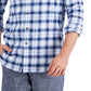 Club Room Men's Regula Fit Brushed Plaid Shirt Blue Size Large
