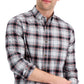 Club Room Men's Regular Fit Brushed Plaid Shirt Black Size Large