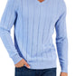 Club Room Men's Drop Needle V Neck Cotton Sweater Blue Size Small