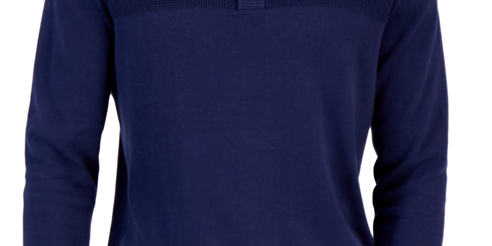 Club Room Men's Button Mock Neck Sweater Blue Size Small