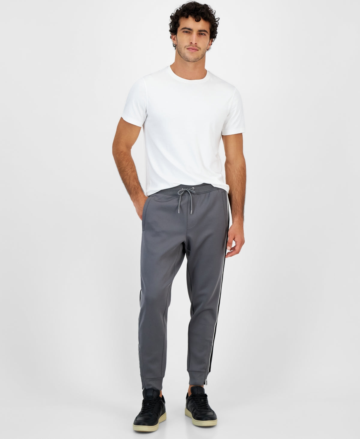 INC International Concepts Men's Neoprene Track Jogger Pants Gray Size XX-Large