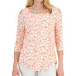 JM Collection Women's Floral Print Jacquard Top Pink Size Petite Large
