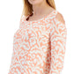 JM Collection Women's Floral Print Jacquard Top Pink Size Petite Large