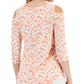 JM Collection Women's Floral Print Jacquard Top Pink Size Petite Small