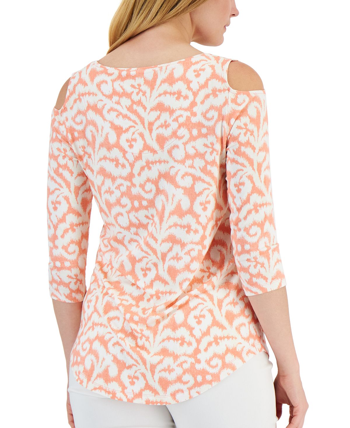 JM Collection Women's Floral Print Jacquard Top Pink Size Petite Small